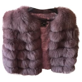 Abrigo de piel de zorro color morado - Autre Marque