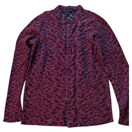 Lanvin Jacquard Strickjacke Burgund Baumwolle XL