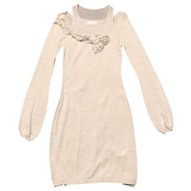 Ermanno Scervino SCERVINO STREET Kleid taupe Seide und Wolle