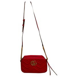 Borsa a mano Gucci Marmont in pelle rossa