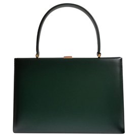 Borsa a mano Céline Clasp verde scuro in pelle d'agnello