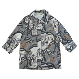 Givenchy Steppmantel mit Pferdemotiv Grau Gold Weiß