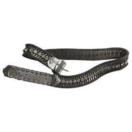 nanni Milano Gürtel aus silbernem Leder Mesh und Strass 90cm - Autre Marque