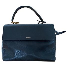 Saint Laurent Schwarze Ledertasche mit goldenen Schnallen