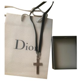 Collana Christian Dior Croce Nera in Acciaio
