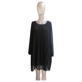 Autre Marque Vestido Plissado Fluido Preto J&L