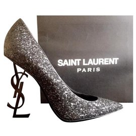Escarpins Yves Saint Laurent Opyum Crystal Noir Cuir 39