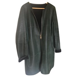 Abrigo Ventcouvert de cuero verde oscuro