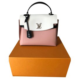 Borsa a mano Louis Vuitton Lockme Ever in Pelle Nero Rosa Bianco
