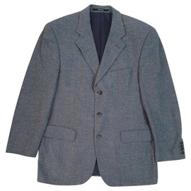 Yves Saint Laurent Blue Tartan Wool Blazer
