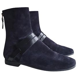 Autre Marque Botas Carritz en ante azul marino y cuero negro