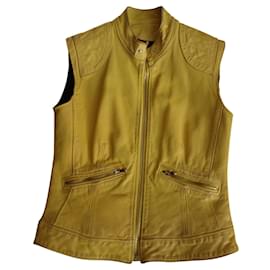 Dolce & Gabbana Chaqueta biker de cuero amarilla
