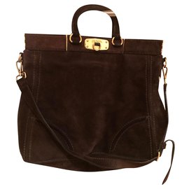 Borsa Tote Prada Marrone in Scamosciato