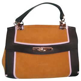 Borsa Longchamp in scamosciato cognac e pelle nera