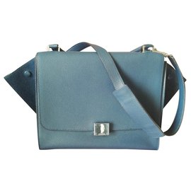 Borsa Céline Trapeze in pelle blu scuro