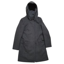 Autre Marque Abrigo Babaton gris de lana y cachemira con capucha
