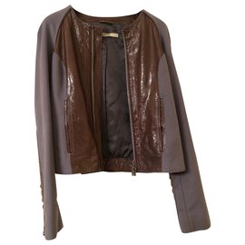 Giacca Gianfranco Ferré in lana e cashmere con dettagli in pelle