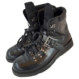 Prada Black Leather Boots Size 45