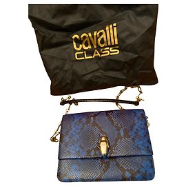 Borsa a mano Roberto Cavalli in pelle blu stile pitone