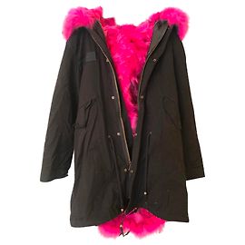 Autre Marque Rosa Jacke aus Kaninchen- und Waschbärfell