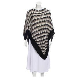 Missoni Strickponcho schwarz weiß grau