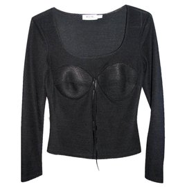 Top corset noir à manches longues Moschino Cheap And Chic