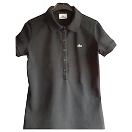 Polo Lacoste de algodão preto de manga curta