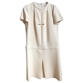 Cacharel Baumwollkleid Creme kurze Ärmel