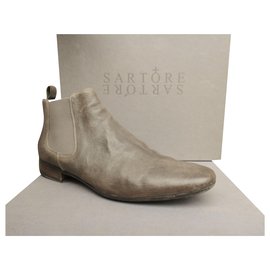 Stivali Chelsea Sartore in pelle taupe 43 IT
