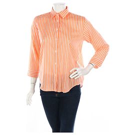 Camicia a righe Ralph Lauren in cotone arancione e bianca