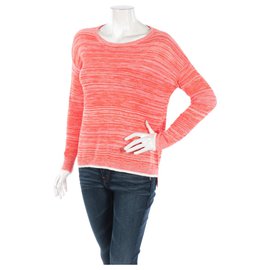 Vince Camuto Pullover Orange Weiß Baumwolle Rayon XS