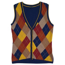 Tommy Hilfiger Strickjacke Weste mit Rautenmuster Wolle S