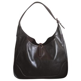 Bolso de mano Hermès Trim de cuero marrón