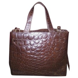 Borsa Furla in pelle di coccodrillo marrone