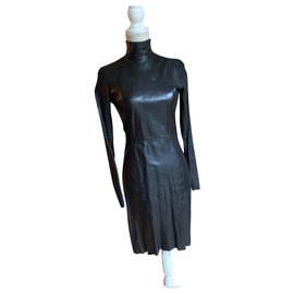 Dsquared2 Schwarzes Lederkleid gerade