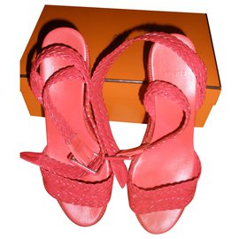 Sandali con zeppa Hermès Sofia in pelle scamosciata rossa