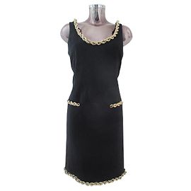 Moschino Couture gestepptes schwarzes Kleid mit Goldketten Detail