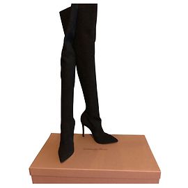 Gianvito Rossi Fiona botas altas de ante negro