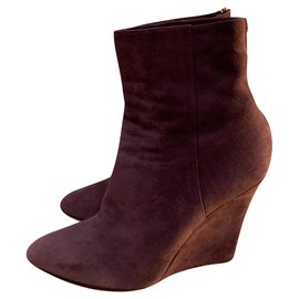 Jimmy Choo Purple Suede Wedge Ankle Boots 38