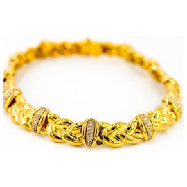 Collana intrecciata in oro giallo e diamanti O.J. Perrin