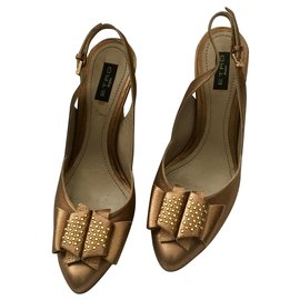 Décolleté Etro Dorate in Pelle con Fiocco