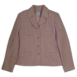 J. g. Hakenblazer rosa weiß Acryl - Vintage