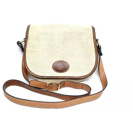 Piccola borsa a tracolla Longchamp in tela color crema