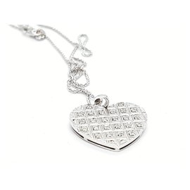 Autre Marque Collana con Pendente a Cuore in Oro Bianco e Diamanti