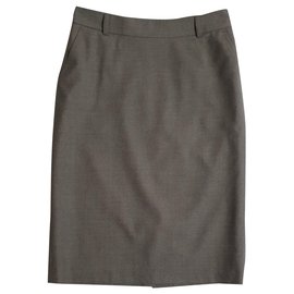 Falda Rodier de lana gris marrón
