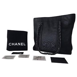 Chanel Shopping Tasche Schwarz Lammleder