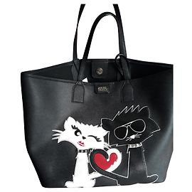 Borsa shopper Karl Lagerfeld Choupette in love nera