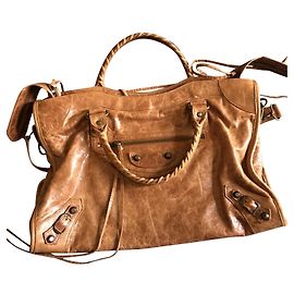 Borsa a mano Balenciaga City in pelle marrone