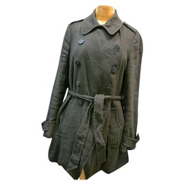 All Saints Trenchcoat Khaki Leinen Wollmischung