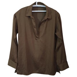 Uniqlo Oversize Bluse Braun Gold Polyester
